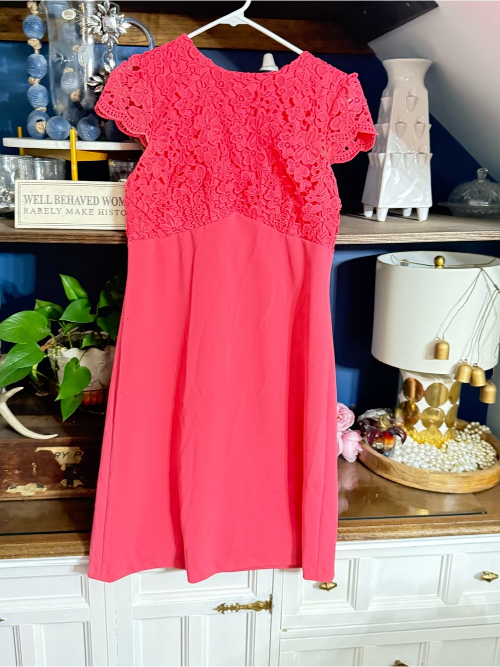 Nanette Lepore Hot Pink Lace Top A-Line Dress